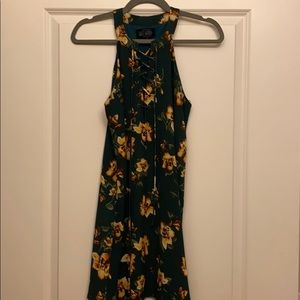Sleeveless Mini Dress with Floral Design